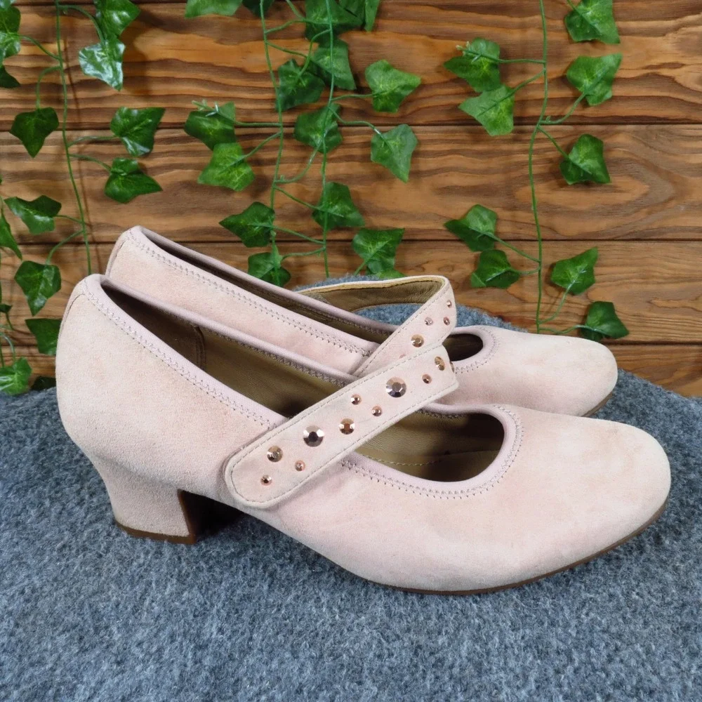 Hotter Charmaine Women Mary Jane Pumps Size 7‎ Comfort Dress Pink Suede Studded